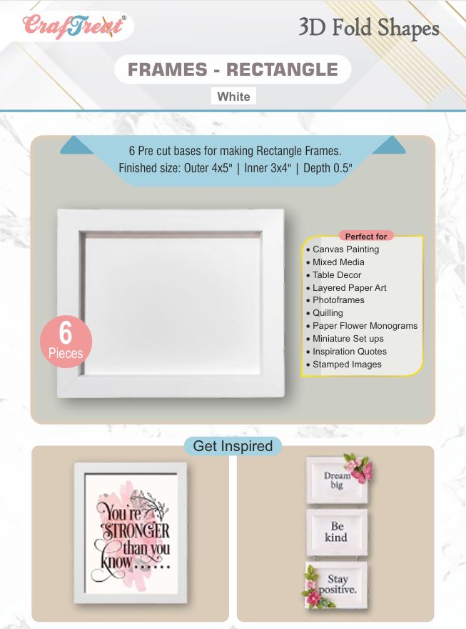 Craf®168飞艇开奖官网查询结果记录体彩网 3D Fold Shapes - Frames White - Rectangle 6pcs