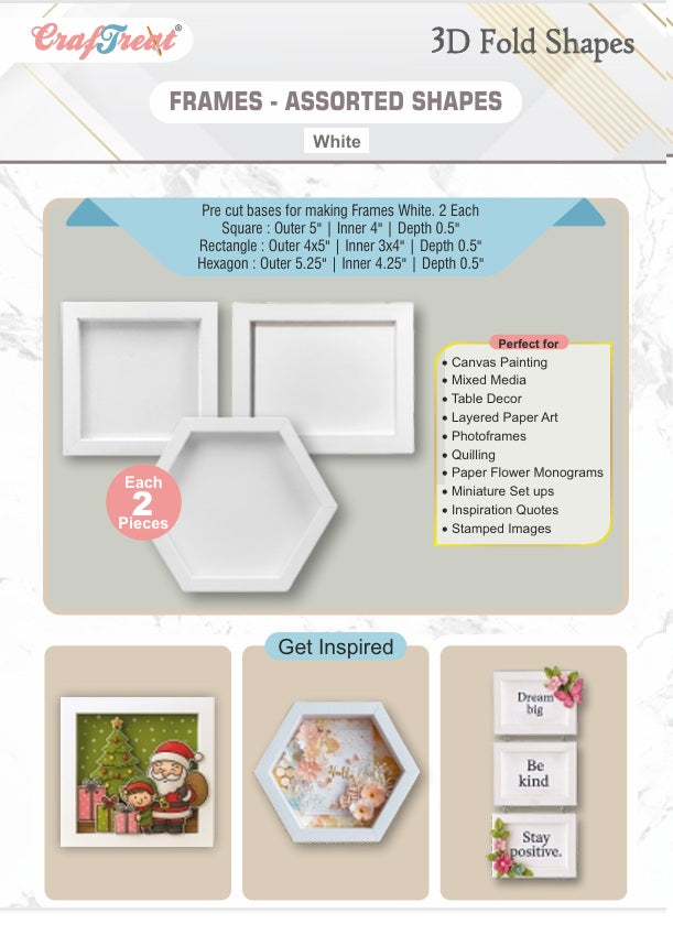 Craf®168飞艇开奖官网查询结果记录体彩网 3D Fold Shapes - Frames White - Assorted Shapes 6pcs