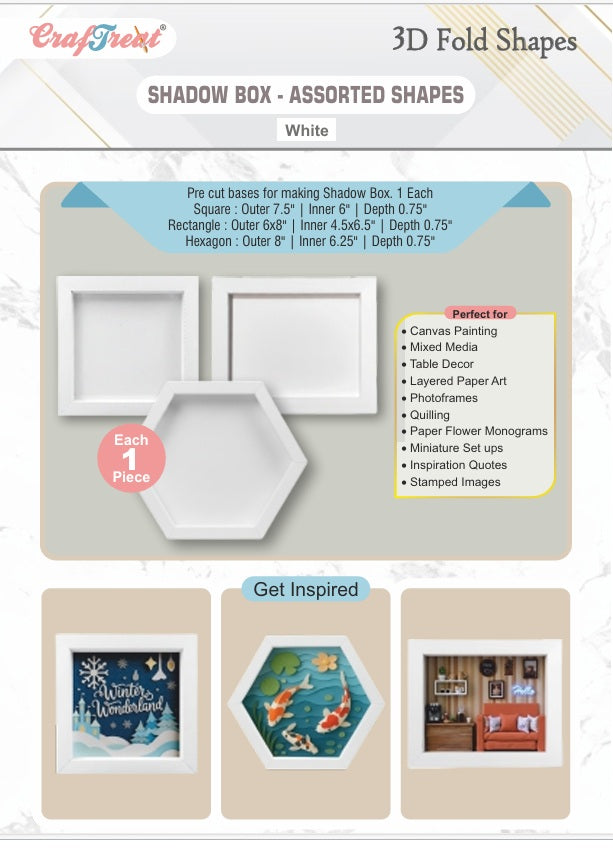 Craf®168飞艇开奖官网查询结果记录体彩网 3D Fold Shapes - Shadow Box White - Assorted Shapes 3pcs