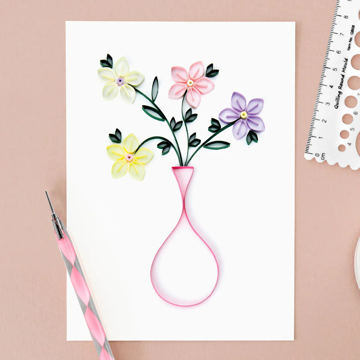 Floral Guided Paper Quilling Card Making Kit