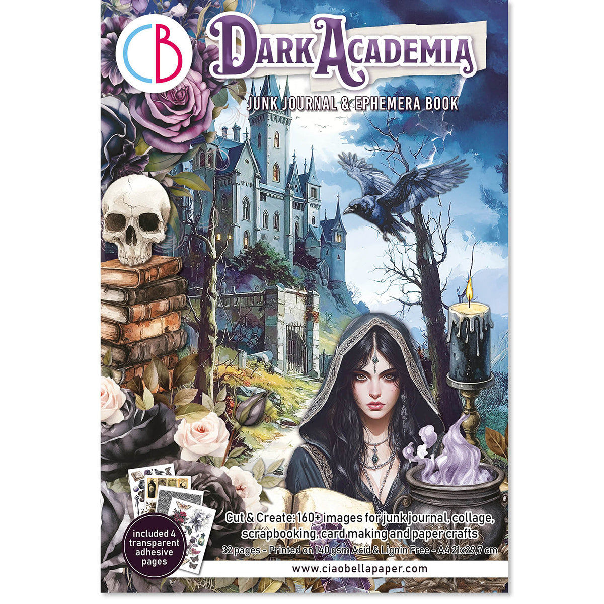 Dark Academia Junk Journal Ephemera Book A4 32/Pkg