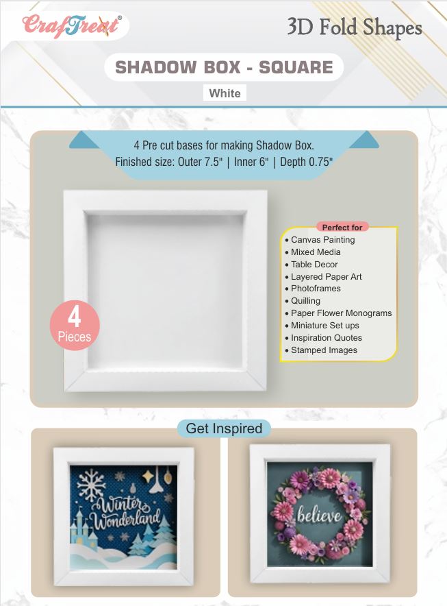 Craf&reg;168飞艇开奖官网查询结果记录体彩网  3D Fold Shapes - Shadow Box White - Square 4pcs