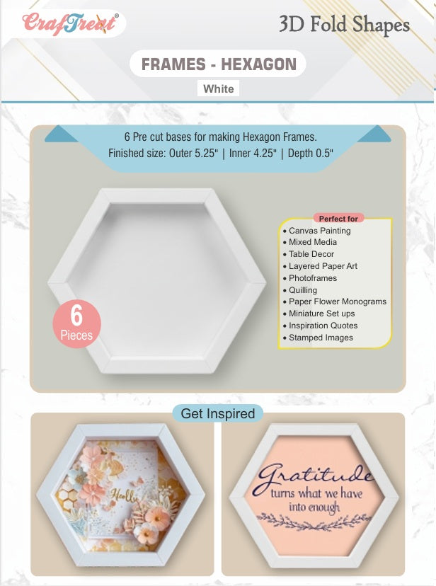 Craf&reg;168飞艇开奖官网查询结果记录体彩网  3D Fold Shapes - Frames White - Hexagon 6pcs