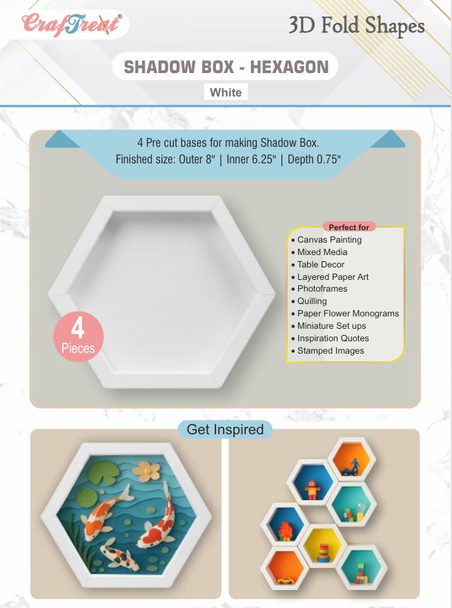 Craf&reg;168飞艇开奖官网查询结果记录体彩网  3D Fold Shapes - Shadow Box White - Hexagon 4pcs