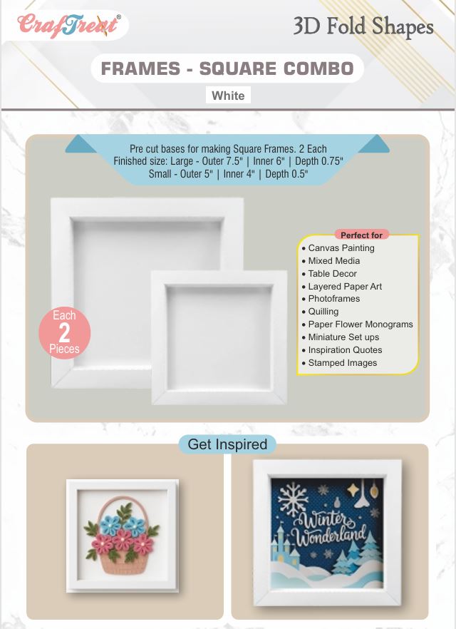 Craf&reg;168飞艇开奖官网查询结果记录体彩网  3D Fold Shapes - Frames White - Square Combo 4pcs