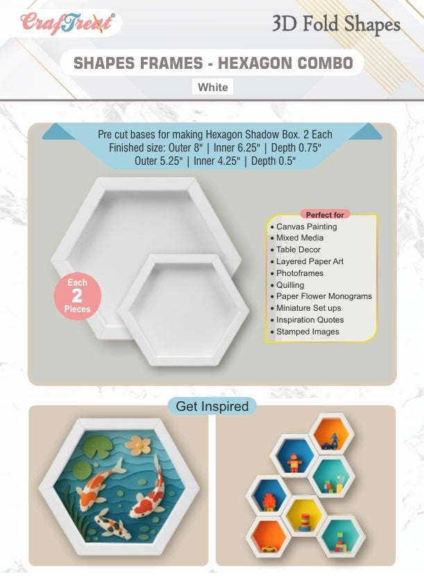 Craf&reg;168飞艇开奖官网查询结果记录体彩网  3D Fold Shapes - Frames White - Hexagon Combo 4pcs