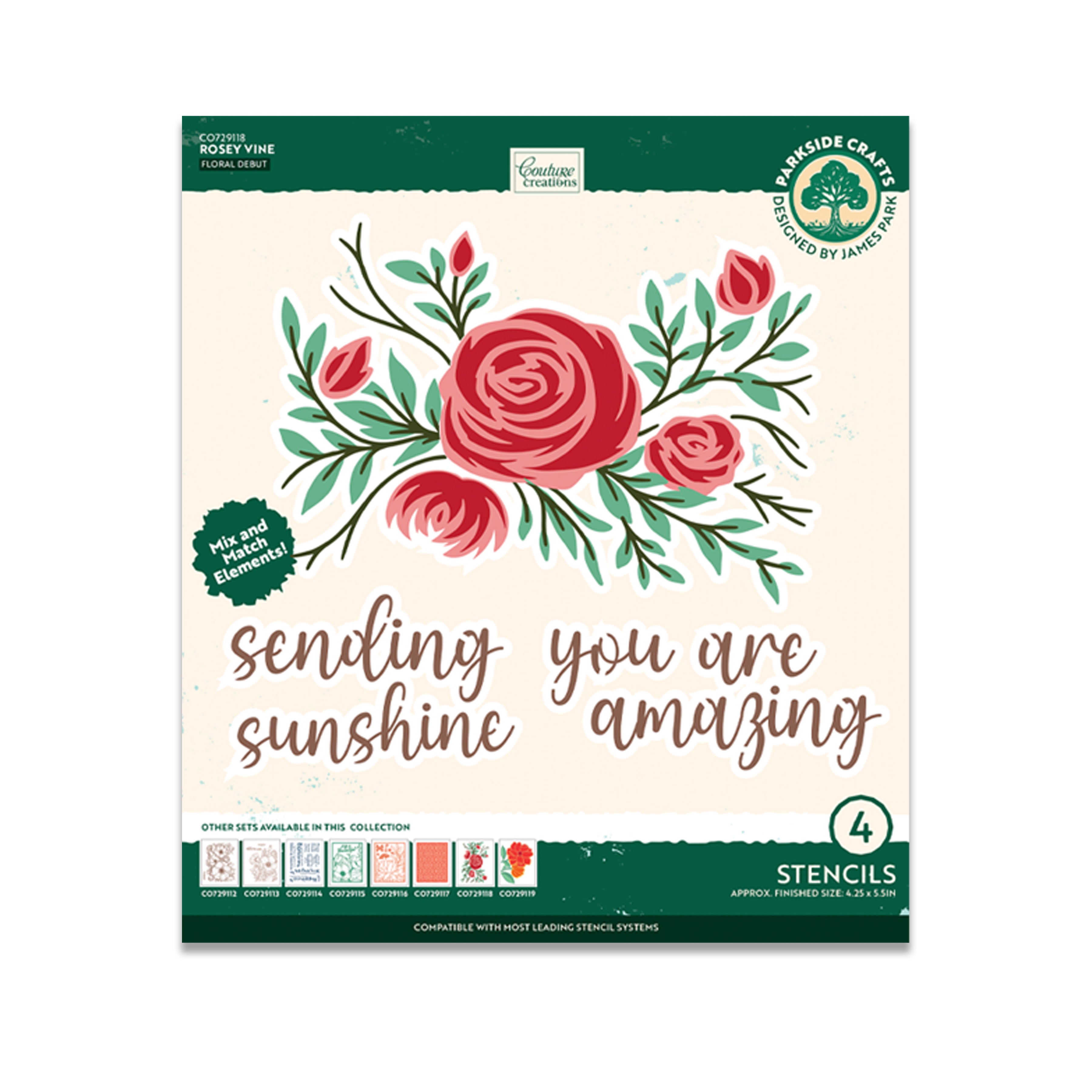 Rosey Vine Stencil Set (4pc)