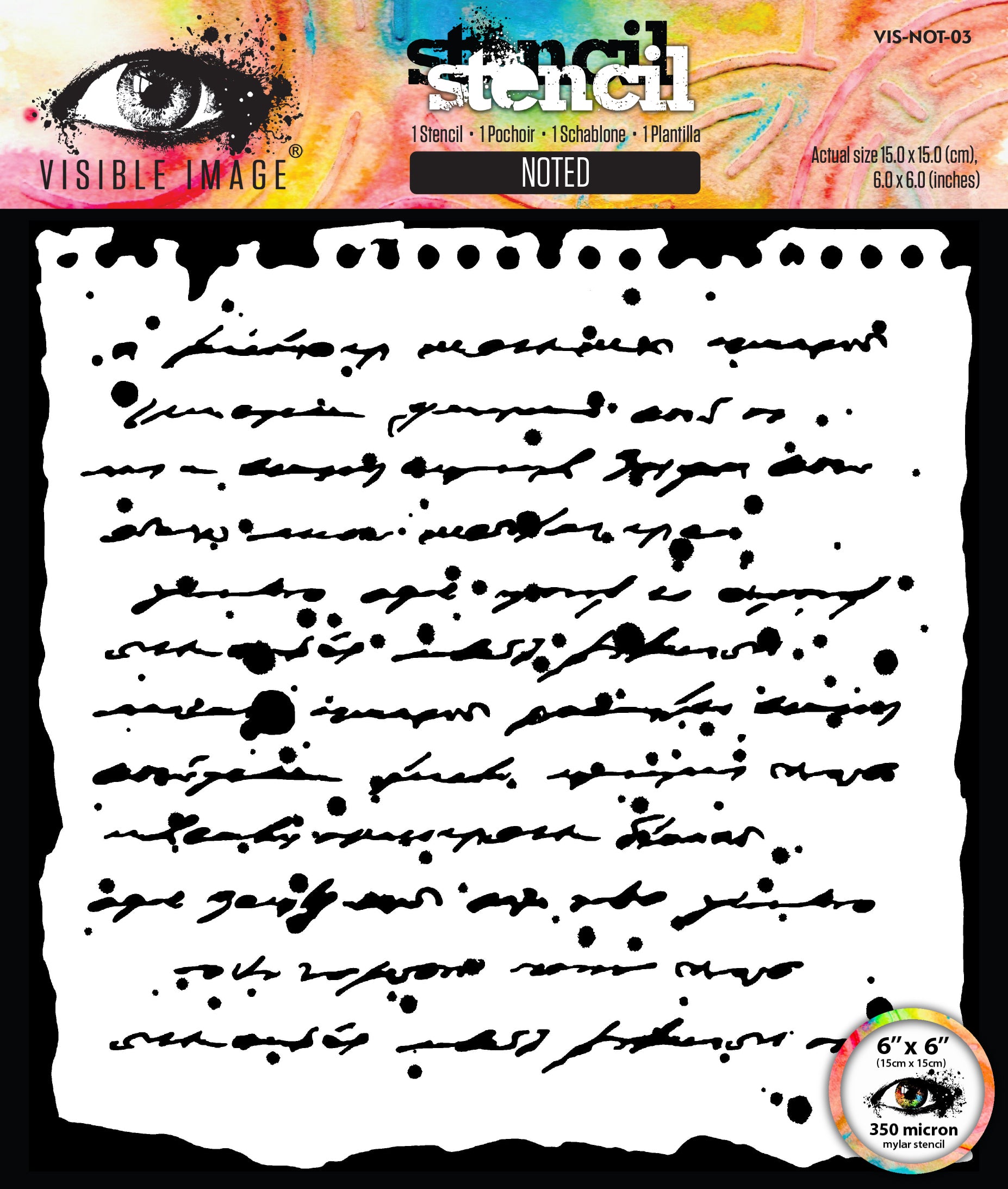 Visible Image Noted Stencil 6in x 6in Stencil